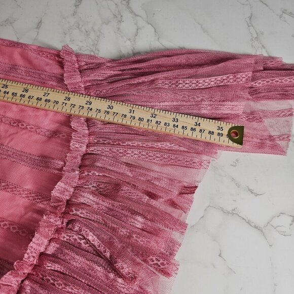 NBD Ahlani Blush Pink Sheer Layered Mesh Ruffle Mini‎ Dress Sleeveless Women S - Picture 12 of 14